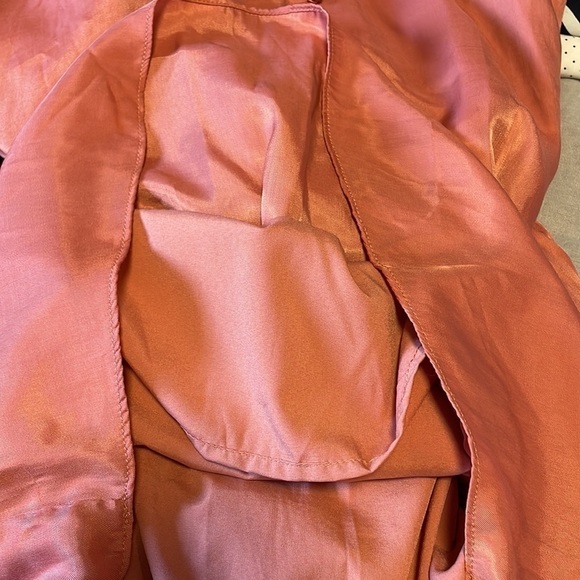 Feminine Rose Mini Dress Soft Girl Neutral Naked Zebra Silky Med Pink Minimalist - Picture 9 of 11